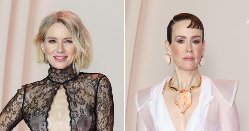 Watts and Paulson Flaunt Daring Braless Looks at Star-Studded Event