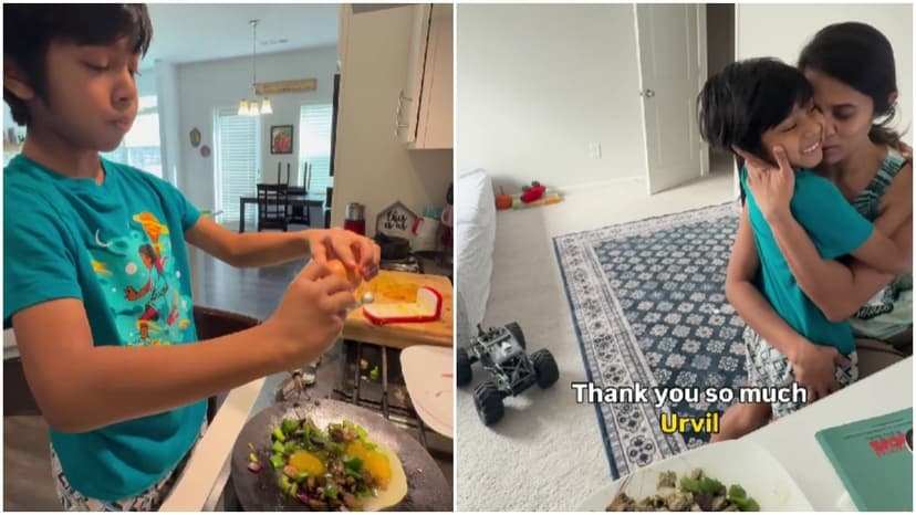 Son's Heartwarming Breakfast Surprise for Busy Mom