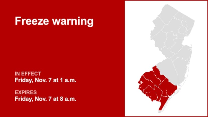 Freeze Warning Issued for South Jersey as Temperatures Plummet