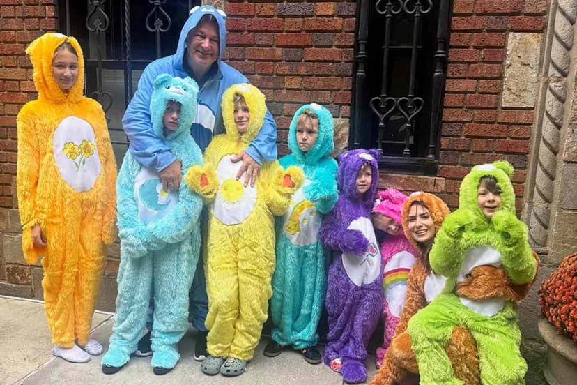 Baldwin Family Dazzles in Colorful Care Bear Costumes for Halloween