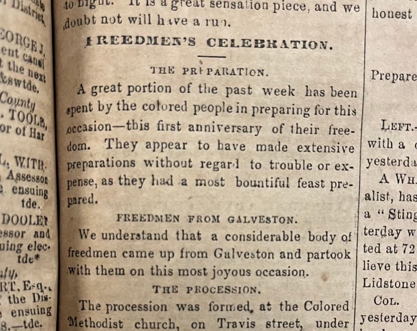 Houston Hosted First Juneteenth Celebration in 1866