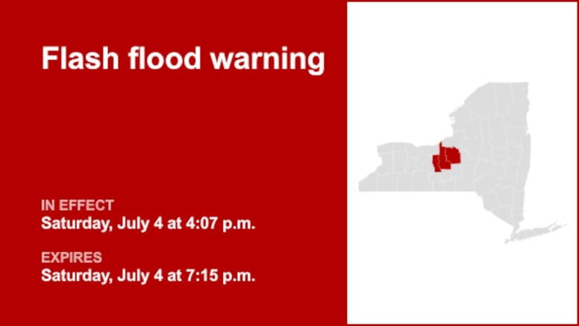 Upstate NY Braces for Flash Flooding: Warning in Effect