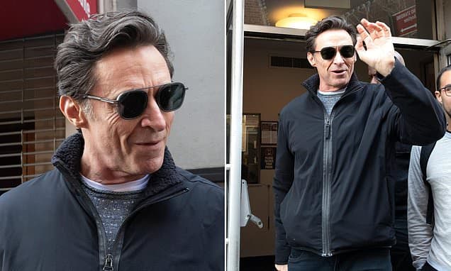 Hugh Jackman Debuts Silver Fox Look in NYC