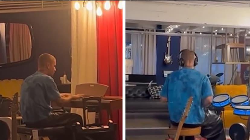 Bieber's Impromptu Furniture Store Jam Session