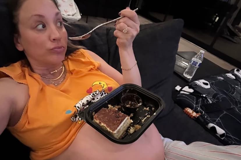 Kaley Cuoco Eats Cake Off Baby Bump