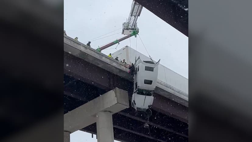 Truck Dangles Off WV Bridge, Driver Rescued