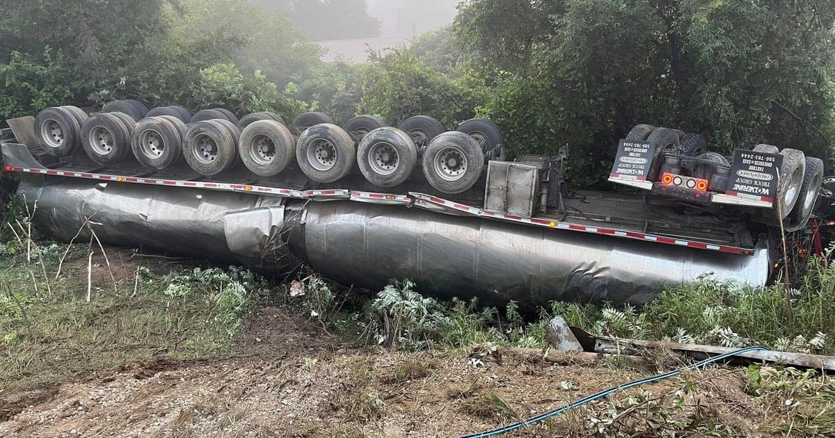 Milk Tanker Overturns, Spills Thousands of Gallons in Michigan