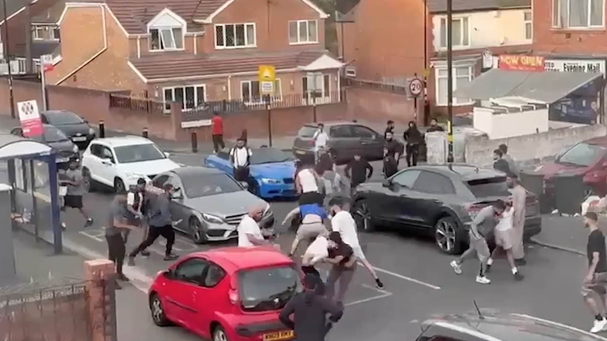 Machete-Wielding Thug Attacks During Violent Birmingham Street Brawl