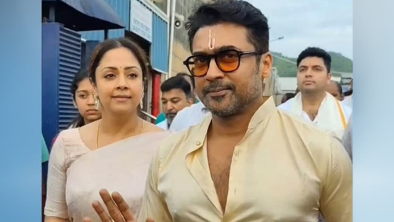 Tamil Star Couple Suriya and Jyothika Seek Blessings at Tirupati Balaji Temple