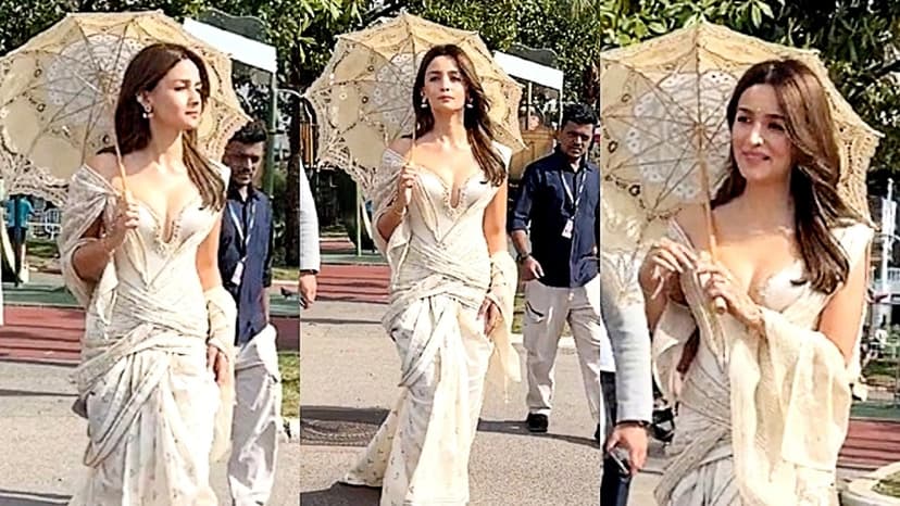 Alia Bhatt Dazzles Cannes in Ivory Saree Gown