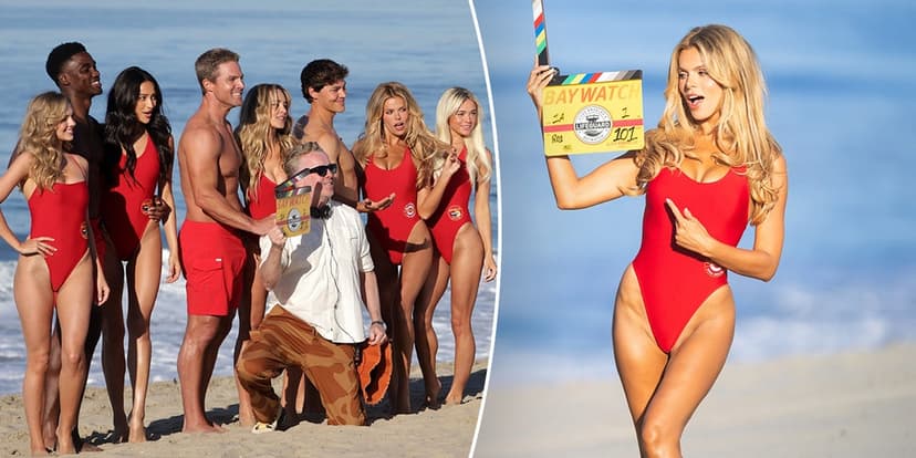 Baywatch Reboot: Stars Don Red Swimsuits on Venice Beach