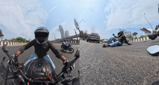 Biker's Calm Reaction to High-Speed Crash Goes Viral