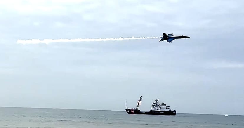 Blue Angels Jet Flies Dangerously Low Over Beach