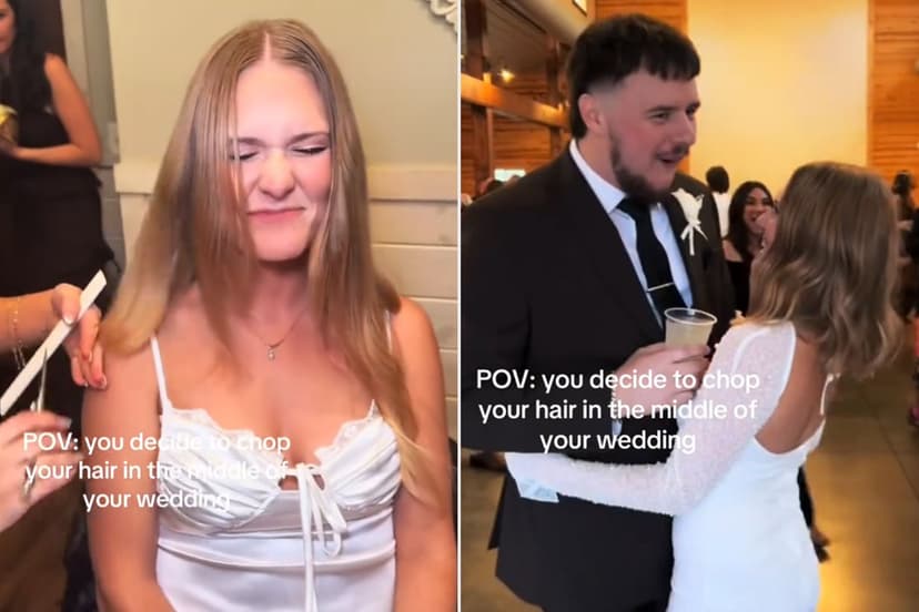 Bride's Viral Wedding Hair Chop Stuns Husband