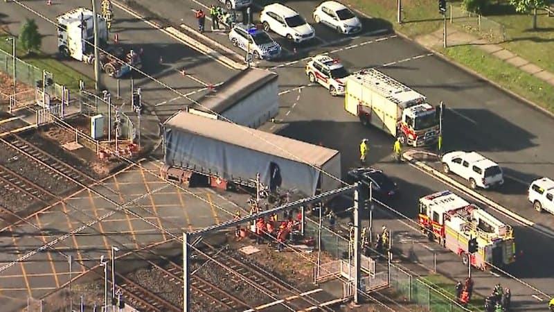 Truck Stuck on Tracks: Train Collides in Brisbane