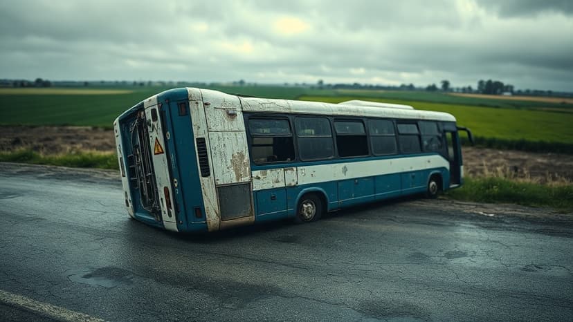 Pothole Peril: Bus Overturns Near Lucknow
