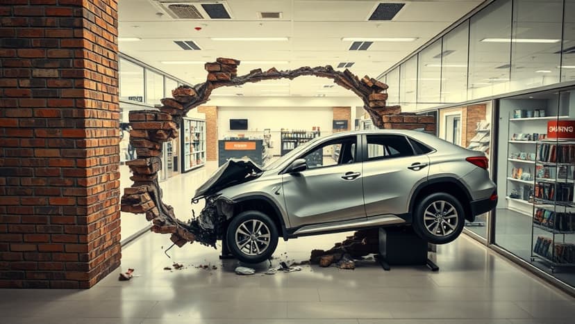 Car Crashes Through Shop Wall, Elderly Driver Rescued