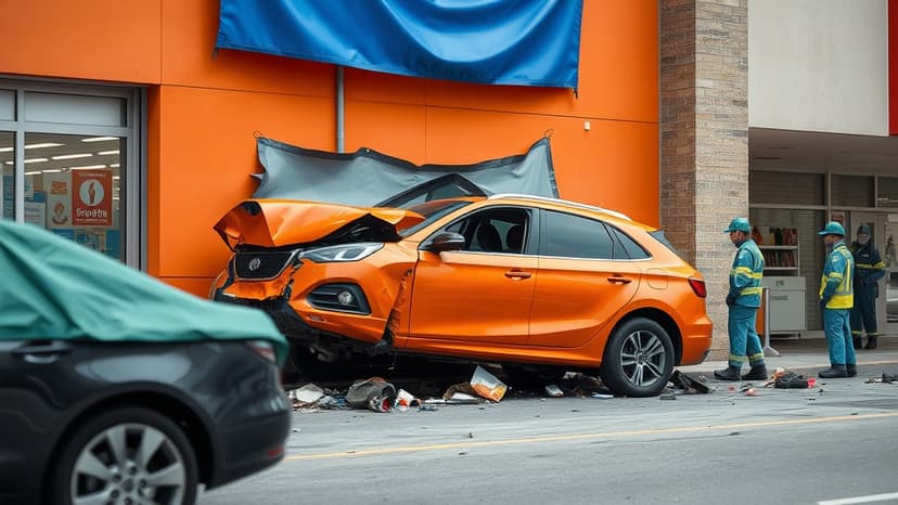 Car Crashes Through Supermarket Wall, Two Helped to Safety