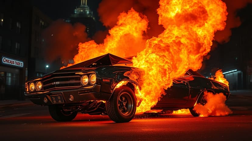 Car Explodes Amidst Chaotic Chicago Street Takeover