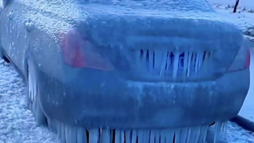 Arctic Blast Turns Cars to Ice Sculptures