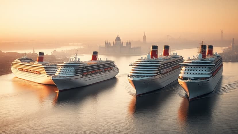 Four Cunard Queens Unite on Mersey for First Time