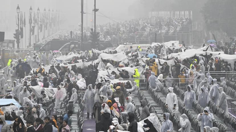 Delhi Drenched: Rain Soaks Republic Day Rehearsal