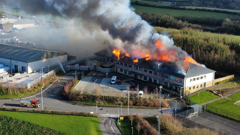 Devon School Engulfed in Massive Blaze