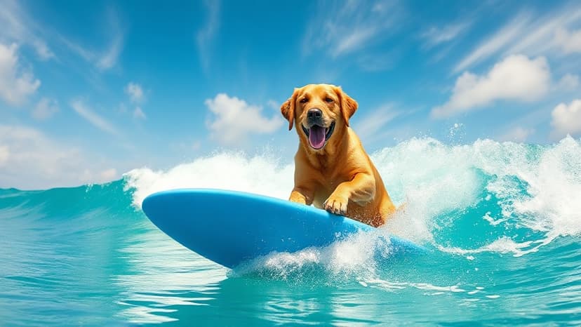 Canine Competitors Catch Waves at Dog Surfing Championship
