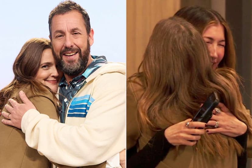 Drew Barrymore's Surprise Hug for Adam Sandler's Wife