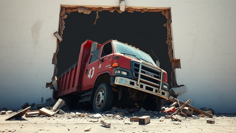 Driver Rescued After Truck Slams Into Building