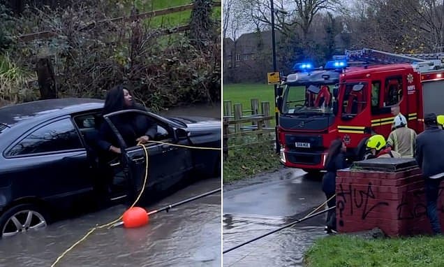 Driver Rescued from 'Puddle Panic' by Fire Crew