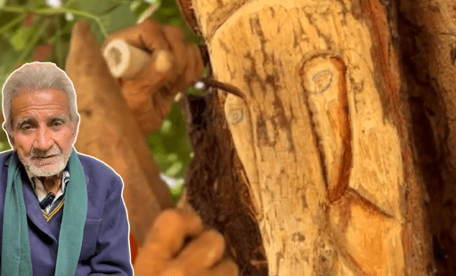 85-Year-Old Artist Carves Ganesha on Living Tree