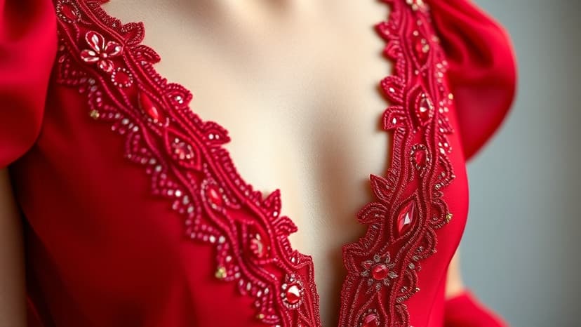 Elizabeth Lail Dares in See-Through Crimson Gown