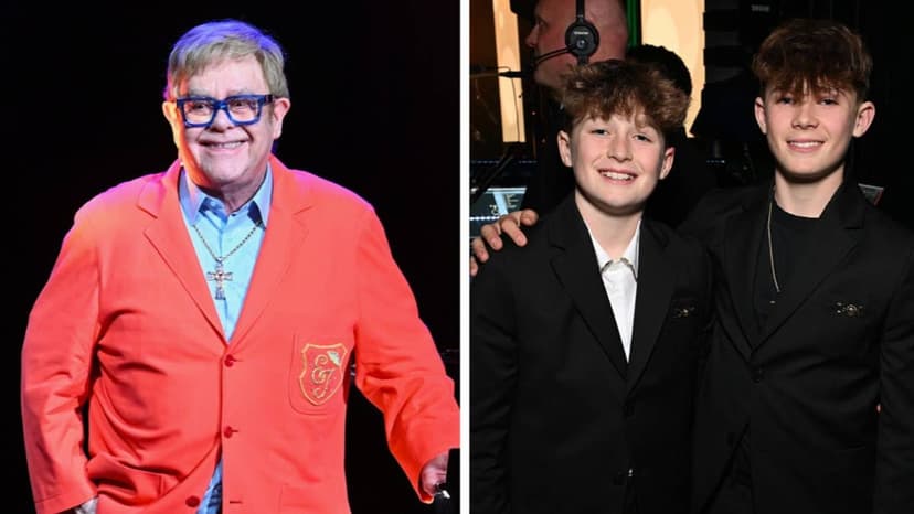 Elton's sons steal show at dad's Venice birthday bash