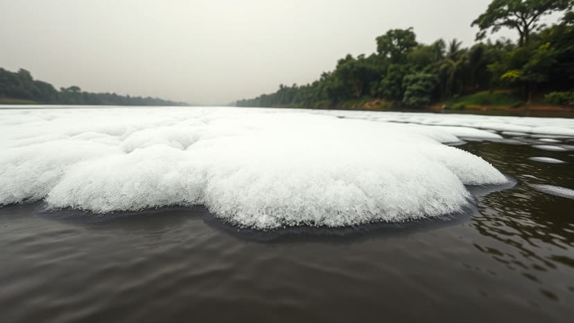 River Turns to Foam: Farmers Protest Pollution