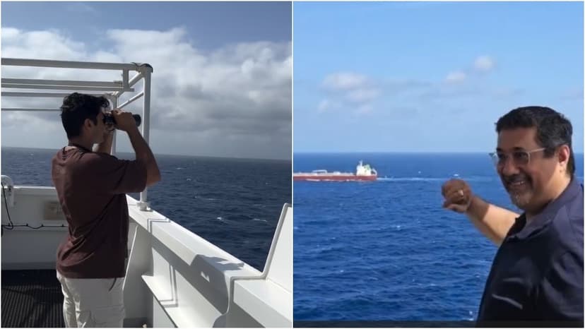 Father & Son Sailors Meet Mid-Ocean by Chance