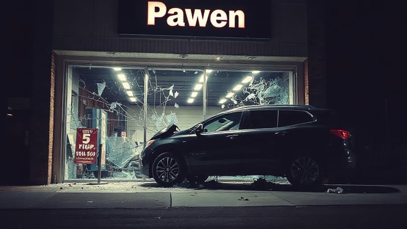 Car Rammed Through Pawn Shop for Guns