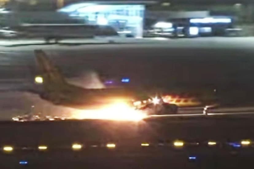 DHL Cargo Plane Engulfed in Flames Landing at LAX