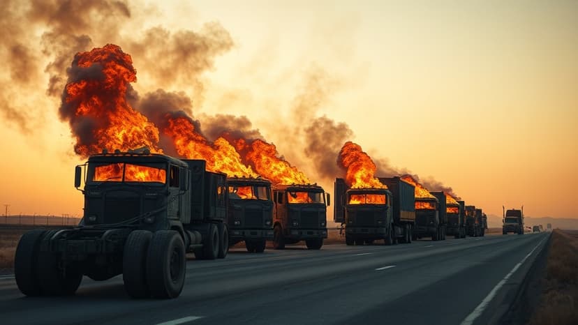 Six Trucks Destroyed in Early Morning Collision