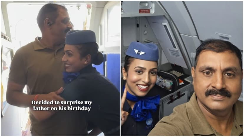 Flight Attendant's Surprise Reunion With Dad