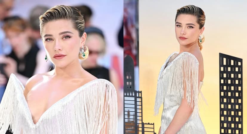 Florence Pugh Dazzles in Shimmering Silver Couture