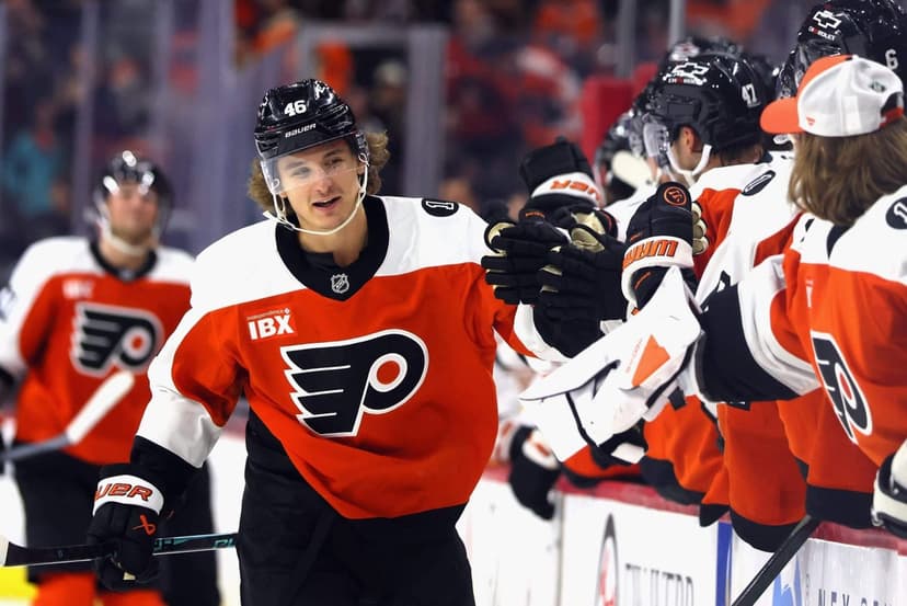 Flyers' Zegras Hits 200th NHL Point, Celebrates with Buddy Cam York