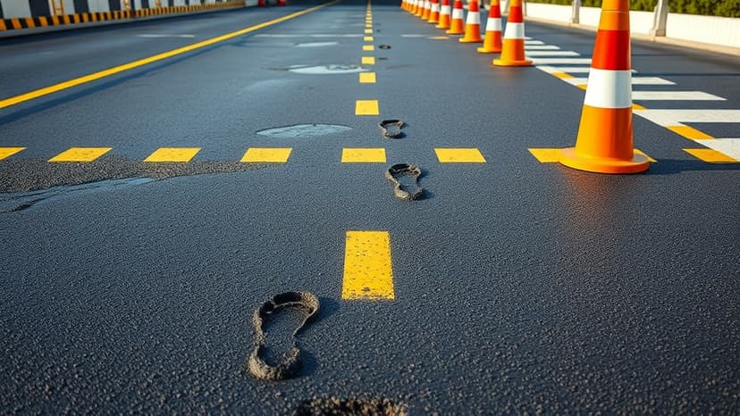 Pavement Pondering: Footprints on Fresh Tar Spark Outrage