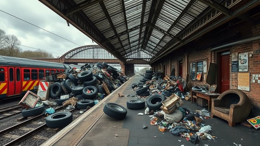 Station Overrun by Rubbish Piles