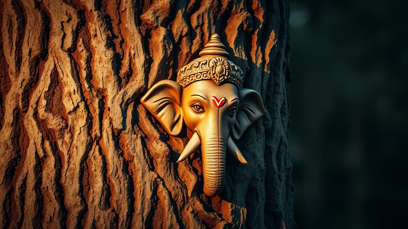 Nature's Art: Tree Bark Mirrors Ganesh's Divine Expressions