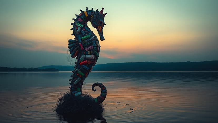 Ocean Waste Transforms into 15-Foot Seahorse Art