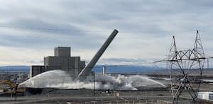 Hanford's Historic Stack Crumbles in Demolition