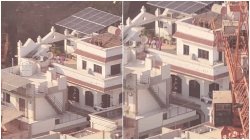 Air Hostess Spots Family Waving from Rooftop