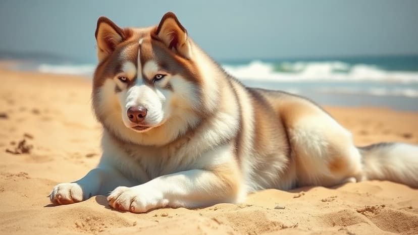 Stubborn Husky Stages Beach Protest!
