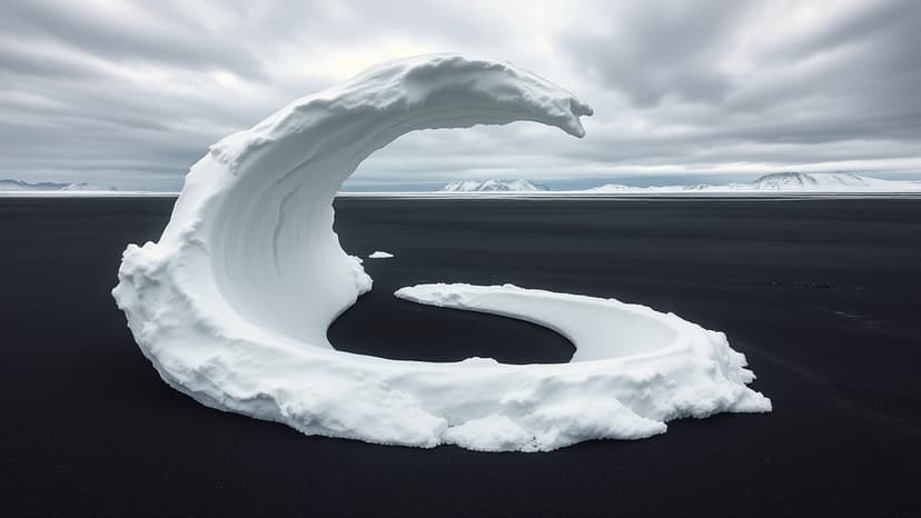 Iceland's Eerie Snow Snakes Dance on Black Sand